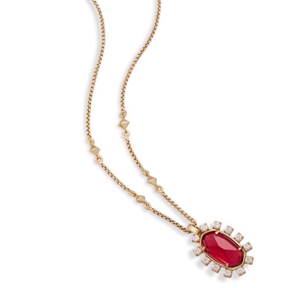 KENDRA SCOTT • Vintage Antique Gold Brett Berry Red Illusion Necklace - Picture 5 of 8